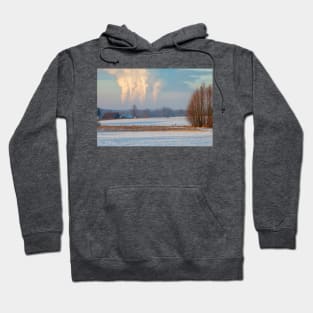 Air pollution, smoke from chimney, carbon dioxide and steam emission into atmosphere Hoodie